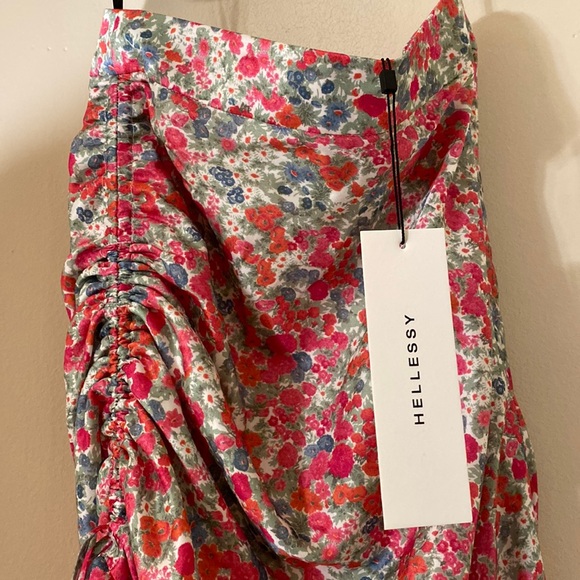 NWT Hellessy Meadon Floral maxi Skirt asymmetrical high low slit ruched - Picture 12 of 15